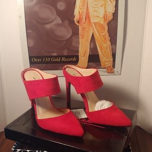 Anne Michelle Suede Backless Heels